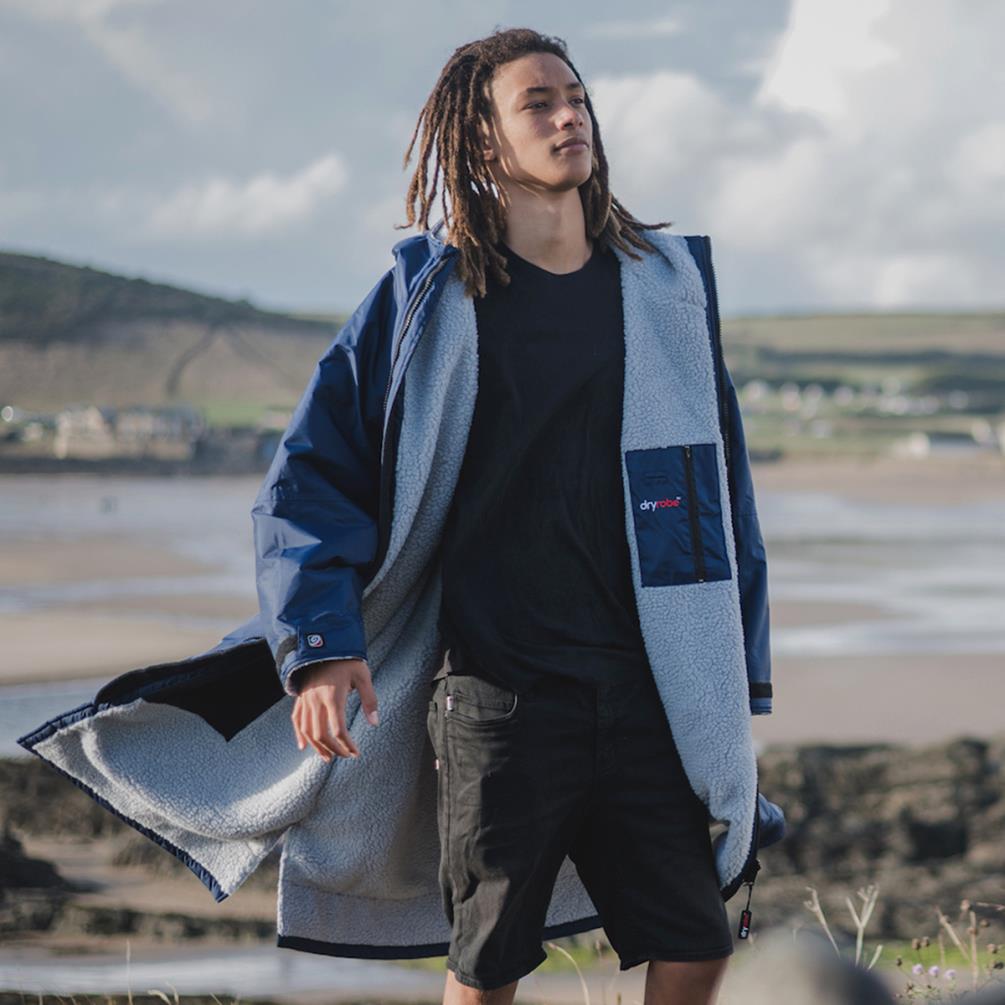 dryrobe Advance Long Sleeve Changing Robe - Navy Blue / Grey Extra Image 5